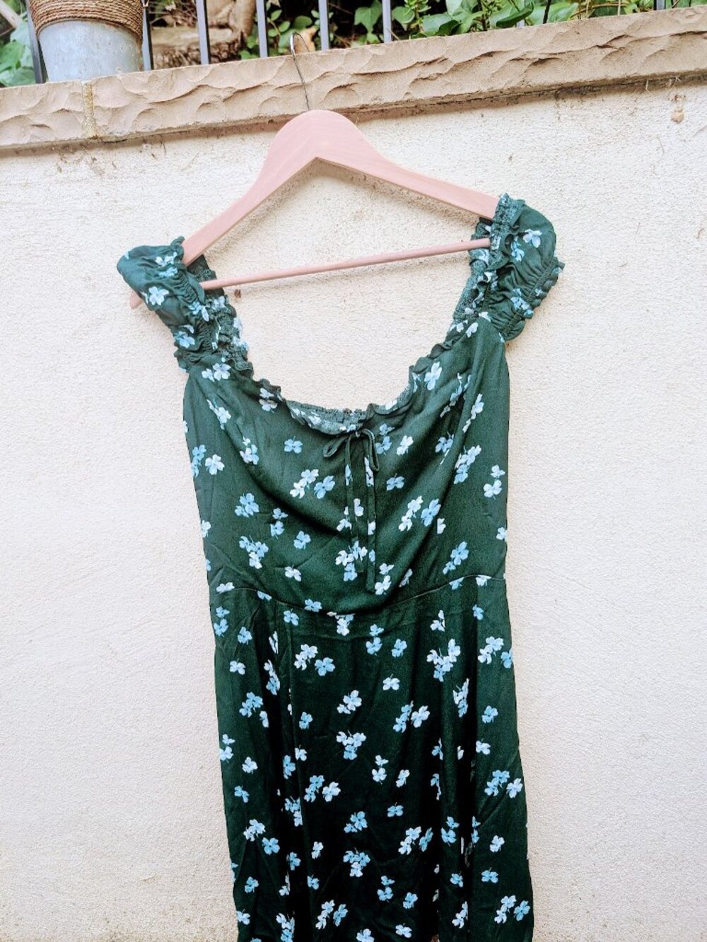 NWT Reformation Pacey Dress, teal, dark blue-green, floral, mini-dress